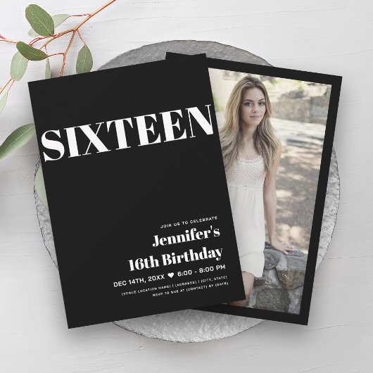 Invitation ELEGANT Moderne Noir & Blanc Doux 16 Typographie