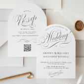 Invitation Élégant moderne noir & blanc Mariage simple arc