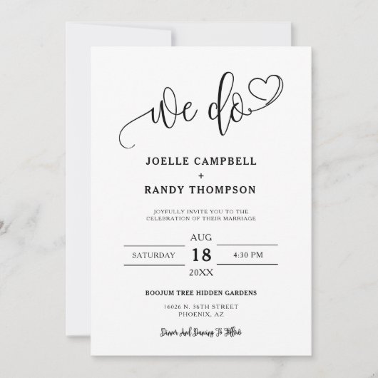 Invitation Elégant moderne Nous faisons Mariage Arc QR Code P (Devant)