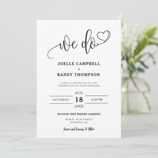 Invitation Elégant moderne Nous faisons Mariage Arc QR Code P (Debout devant)