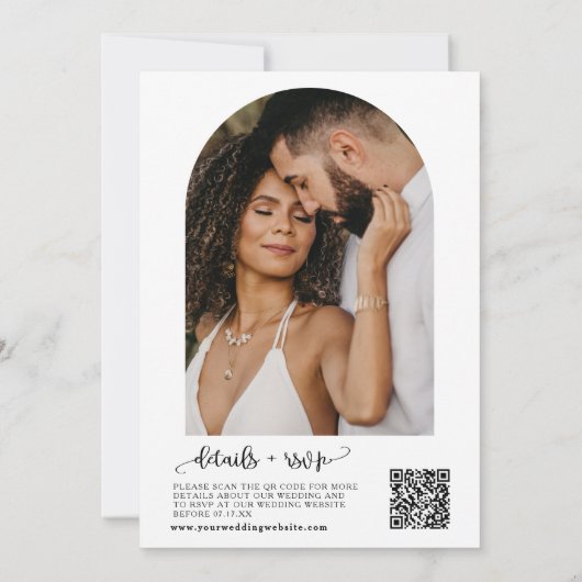 Invitation Elégant moderne Nous faisons Mariage Arc QR Code P (Dos)