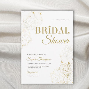 Invitation Elégant moderne Peonies d'or Fête des mariées de c