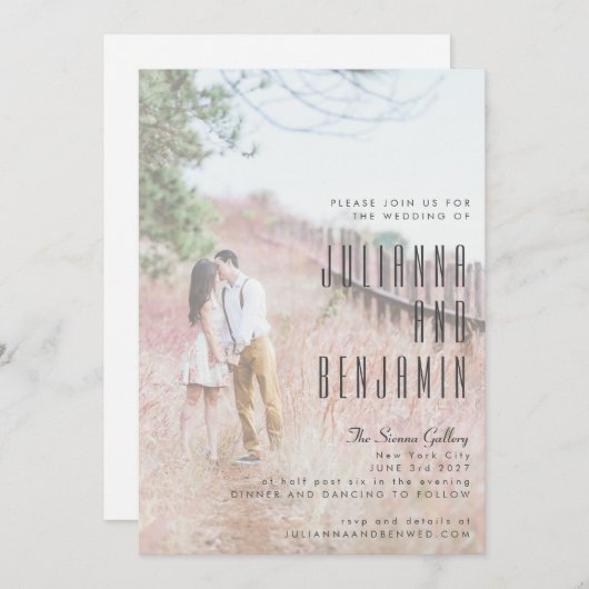Invitation Élégant moderne photo superposition Mariage chic (Devant / Derrière)