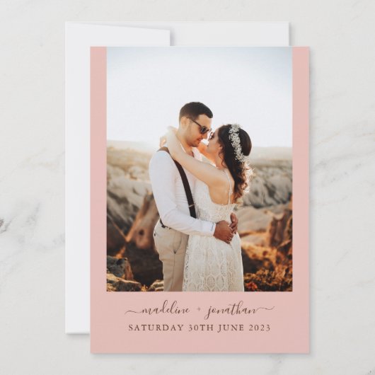 Invitation Elégant moderne porte rose Dusty Mariage photo Inv (Dos)