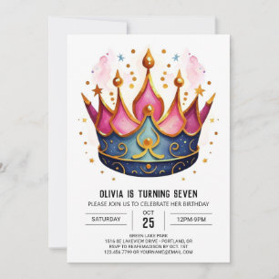 Invitation Elégant Moderne Princess Crown Anniversaire