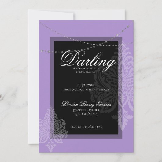 Invitation Élégant moderne purple & black shower de mariage  (Devant)