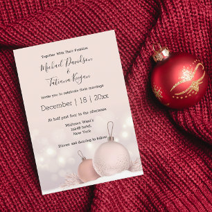 Invitation élégant moderne rose de noël ornements mariage