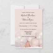 Invitation élégant moderne rose de noël ornements mariage (Devant)