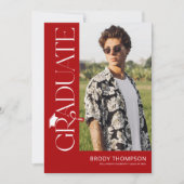 Invitation Élégant Moderne Rouge & Blanc 3 Photos Diplôme (Devant)