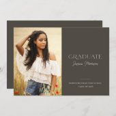 Invitation Élégant moderne Script Nom Photo Graduation Party (Devant / Derrière)