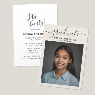 Invitation Elégant moderne Script Police Photo Graduation Par