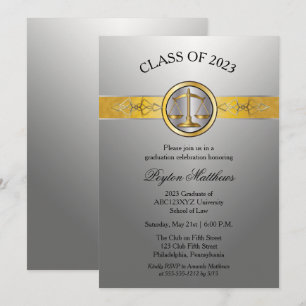 Invitation Élégant moderne Silver Law School