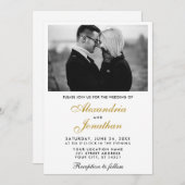 Invitation Elégant moderne Simple Couple Photo Mariage Or (Devant / Derrière)