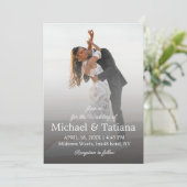 Invitation élégant moderne simple script faded mariage photo (Debout devant)