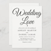Invitation Élégant moderne Simple Script noir Mariage blanc (Devant / Derrière)