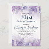 Invitation Elégant moderne violet & or floral 101e anniversai (Devant)