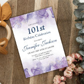 Invitation Elégant moderne violet & or floral 101e anniversai
