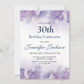 Invitation Elégant moderne violet & or floral 30e anniversair (Devant)