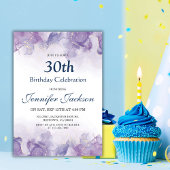 Invitation Elégant moderne violet & or floral 30e anniversair
