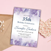 Invitation Elégant moderne violet & or floral 35e anniversair