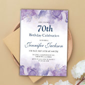 Invitation Elégant moderne violet & or floral 70e anniversair