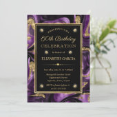 Invitation Elégant Molten Purple & Gold Parties scintillant 6 (Debout devant)