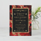 Invitation Élégant Molten Rouge et Mariage de Parties scintil (Debout devant)