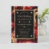 Invitation Elégant Molten Rouge et Or Pile 21e anniversaire (Debout devant)