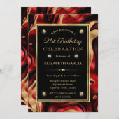 Invitation Elégant Molten Rouge et Or Pile 21e anniversaire (Devant / Derrière)