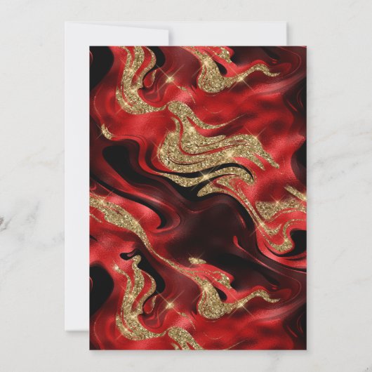 Invitation Elégant Molten Rouge et Parties scintillant or Dou (Dos)