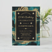 Invitation Elégant Molten Turquoise et Parties scintillant or (Debout devant)