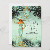 Invitation Élégant Monnaie Bijoux Robe Or Anniversaire (Devant)