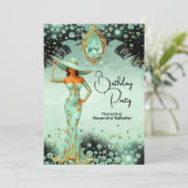 Invitation Élégant Monnaie Bijoux Robe Or Anniversaire (Debout devant)