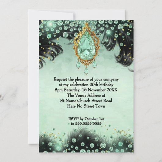 Invitation Élégant Monnaie Bijoux Robe Or Anniversaire (Dos)