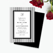 Invitation Elegant Monogram Black & White Striped Wedding