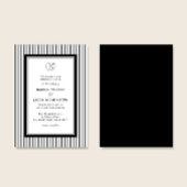 Invitation Elegant Monogram Black & White Striped Wedding