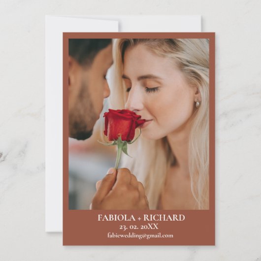 Invitation Élégant Monogram Burnt orange Fleur sauvage Mariag (Dos)