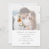 Invitation Elegant Monogram Copper Earthy Botanical Photo (Devant)