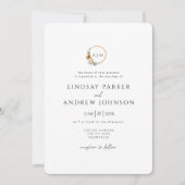 Invitation Elegant Monogram Copper Earthy Botanical Wedding (Devant)