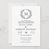 Invitation Elégant Monogram Crest Vintage Wedding (Devant)