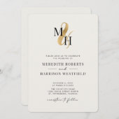 Invitation Élégant Monogram Gold Ampersand QR Code Mariage (Devant / Derrière)