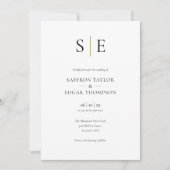 Invitation Élégant Monogram Gold Black Photo Mariage (Devant)