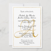 Invitation Élégant Monogram Gold Script Calligraphy Mariage (Devant)