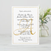 Invitation Élégant Monogram Gold Script Calligraphy Mariage (Debout devant)