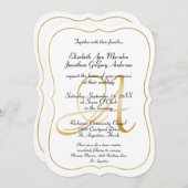 Invitation Élégant Monogram Gold Script Calligraphy Mariage (Devant / Derrière)