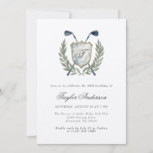 Invitation Elégant Monogram Golf Crest Anniversaire de la fêt (Devant)