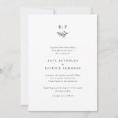 Invitation Elegant Monogram Greenery Leaves Simple Wedding (Devant)