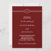 Invitation Elegant Monogram Minimalist Burgundy Wedding  (Devant)