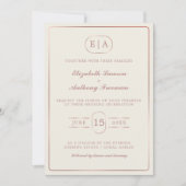 Invitation Élégant Monogram Rose or Mariage (Devant)
