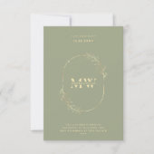Invitation Élégant Monogram Sage Gold Boho Mariage (Devant)